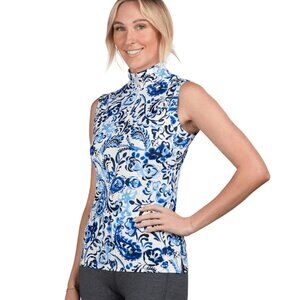 Kastel of Denmark Ikat Zip Neck Shirt - UPF 30+, Sleeveless